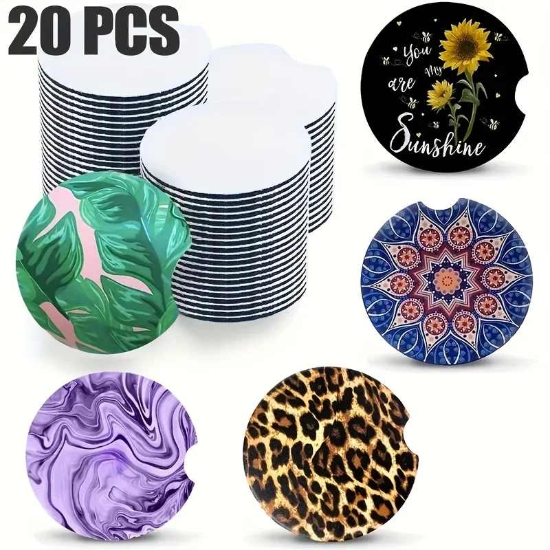 Coaster Sublimation Blank - Sottobicchieri per auto vuoti sublimati da
