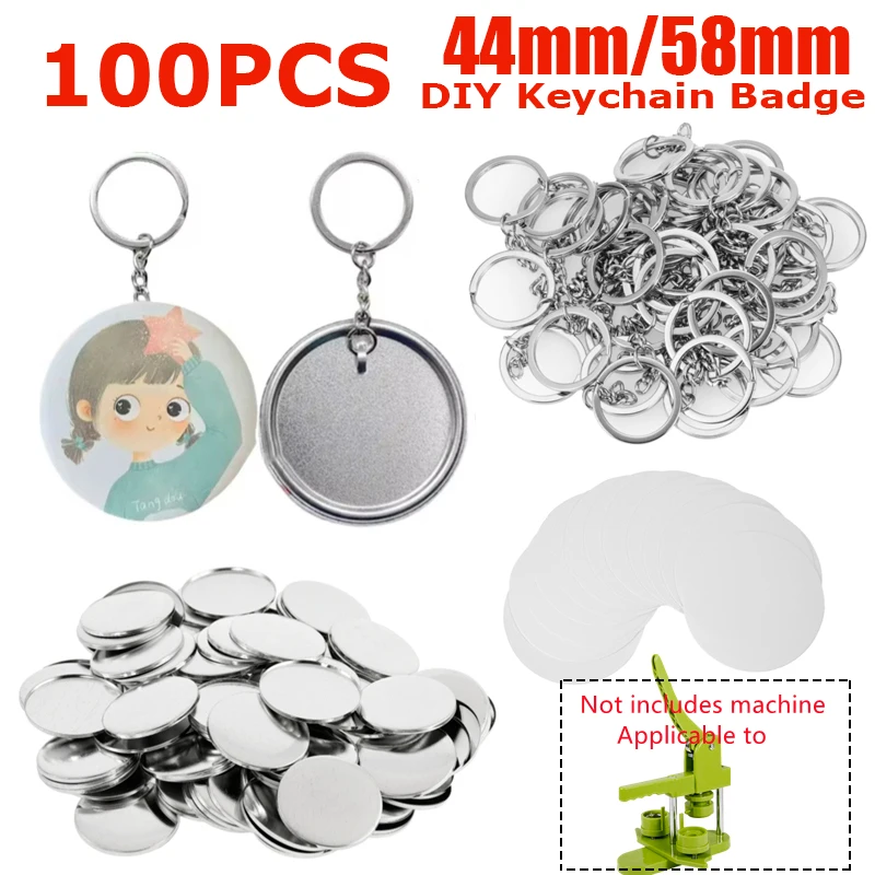 Button Badge Blank - 100 pezzi di plastica bianca/metallo per