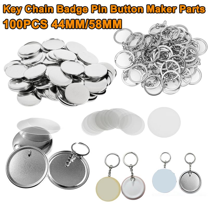 Button Badge Blank - 100PCS 44MM 58MM Portachiavi in metallo