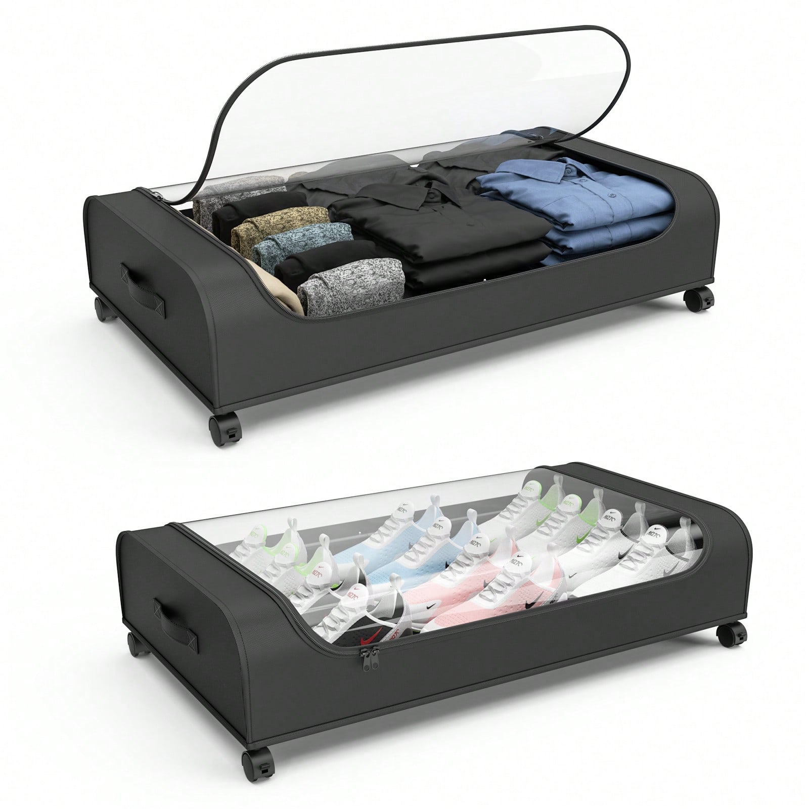 Metal Photo Panel - Organizzatore portaoggetti sottoletto con ruote, contenitore