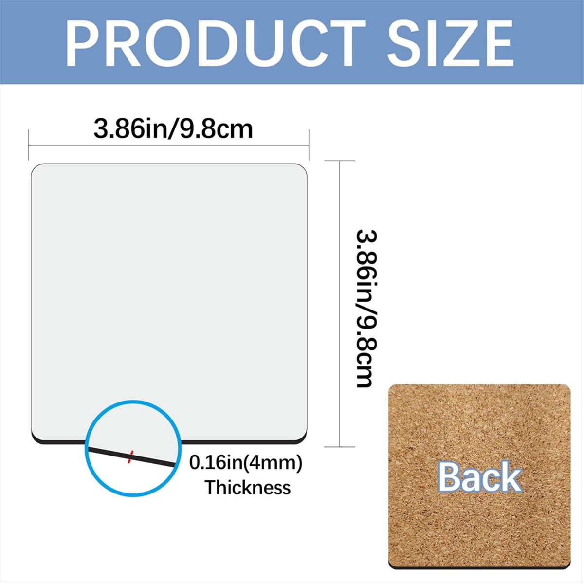Coaster Sublimation Blank - ABYA 30 Pezzi Sottobicchieri Quadrati per