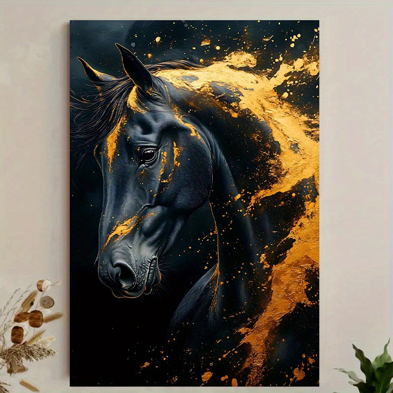 Canvas Wrap Ready - 1 pezzo elegante cavallo nero tela