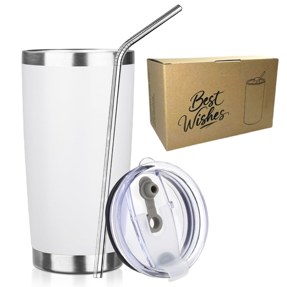 Tumbler 20Oz White - Tazza Termica da 20oz con Coperchio