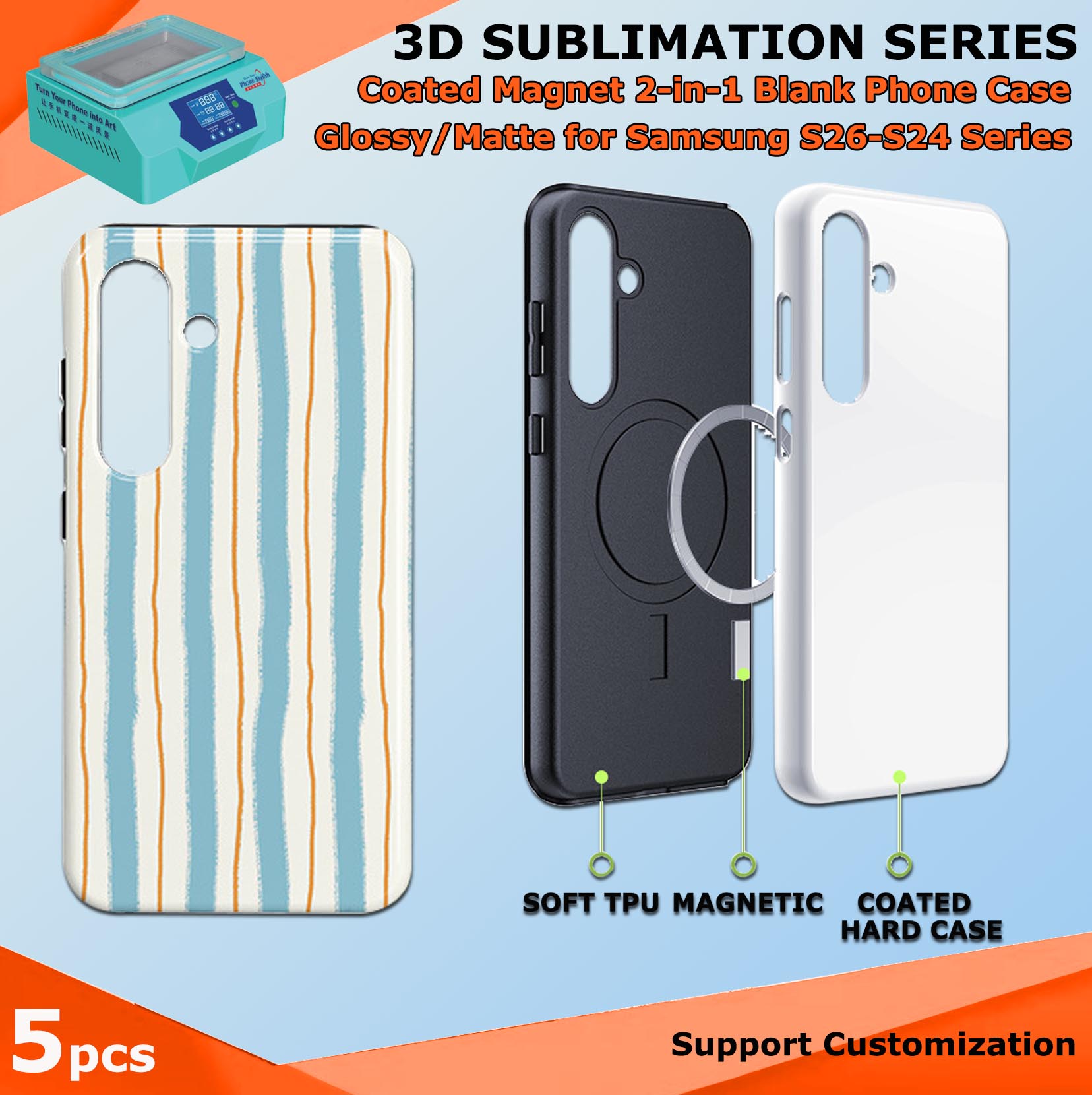 Phone Case Blank Print - Fonlyu 5pz Custodia Magnetica Rivestita 2