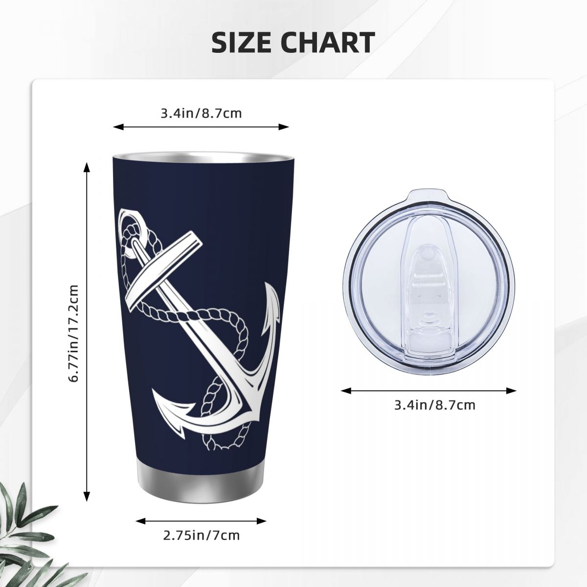 Anchor Nautical White & Navy B - Tumbler 20Oz White recensione e prezzo
